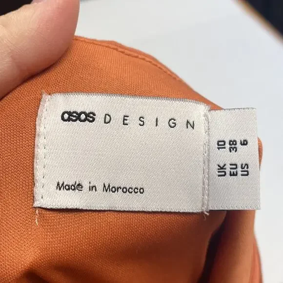 ASOS DESIGN sleeveless linen maxi dress with slits in terracotta size 6 - Picture 3 of 6